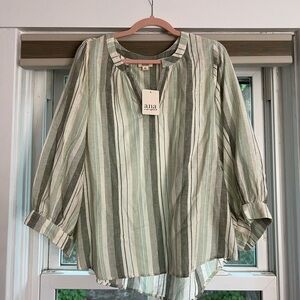 Flowy Green Striped Shirt